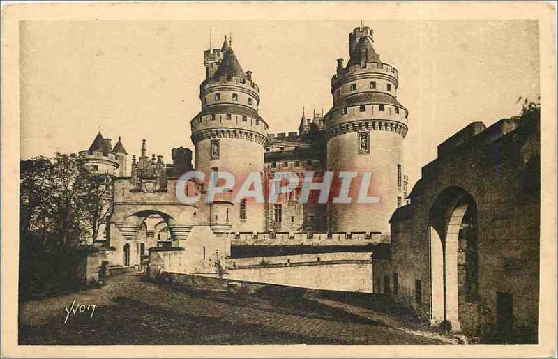 'Old Postcard Chateau de Pierrefonds Oise L''Entree du Chateau and Charlemagn...