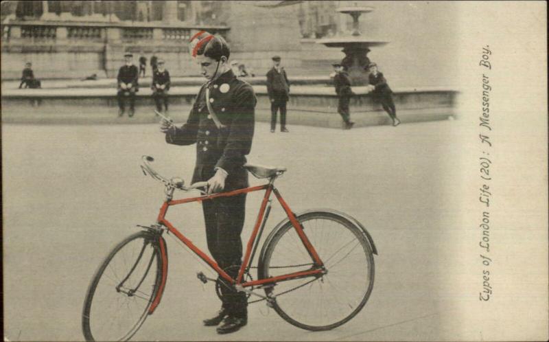 London Life Occupation - Bicycle Messenger Letter Delivery c1910 Postcard