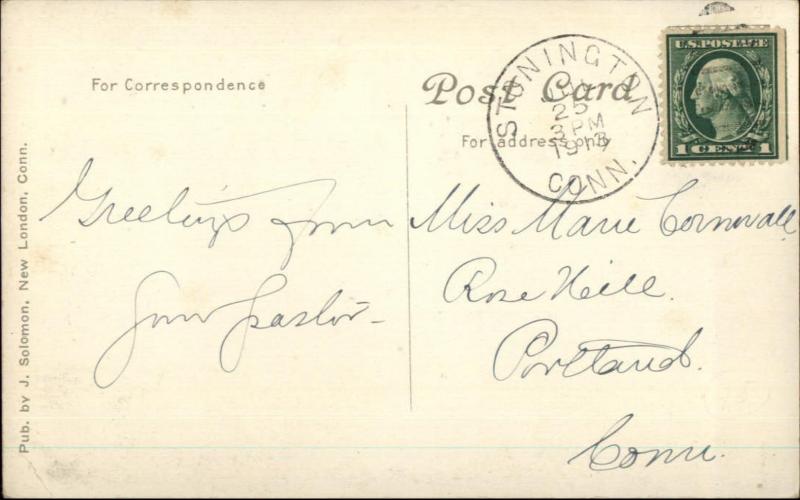 Stonington CT West Breakwater Lighthouse c1910 Postcard