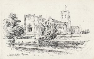 CHRISTCHURCH PRIORY, Dorest (Formerly Hampshire) - Vintage POSTCARD (Drawing)