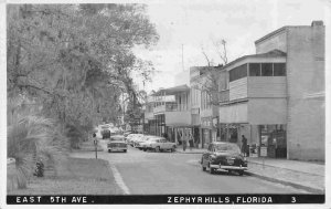 East 5th Avenue Cars Zephyr Hills Florida RPPC Real Photo 1956 postcard