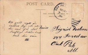 Vintage 1908 New Year Postcard with Sailing Ship & Swallows