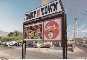 CARSON CITY, Nevada, 1950-70s; Sign: Camp N Town R.V. Park, Good Sampark