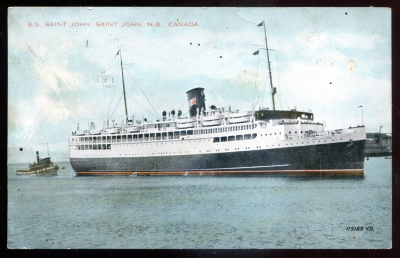 dc1934 - ST. JOHN NB Postcard 1933 Steamer SAINT JOHN