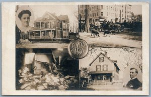 SPRINGFIELD MA PHOTOMONTAGE ANTIQUE REAL PHOTO POSTCARD RPPC GUN MURDER STORY