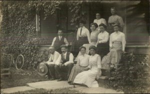 Family Group on Home Porch - Harry F Ehrhardt Newfoundland PA Photog RPPC