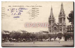 Old Postcard Saint Chamond Square and Church of Our Lady