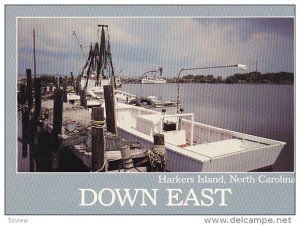 Boats at wharf , Harkers Island , North Carolina , 50-70s