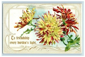 c.1910 Chrysanthemum Art Nouveau Border Embossed Vintage Postcard F51