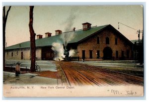 1907 New York Central Railroad Train Station Depot Mottville Auburn NY Postcard