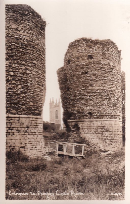 Bridge at Bungay Castle Ruins Suffolk Antique Real Photo Postcard