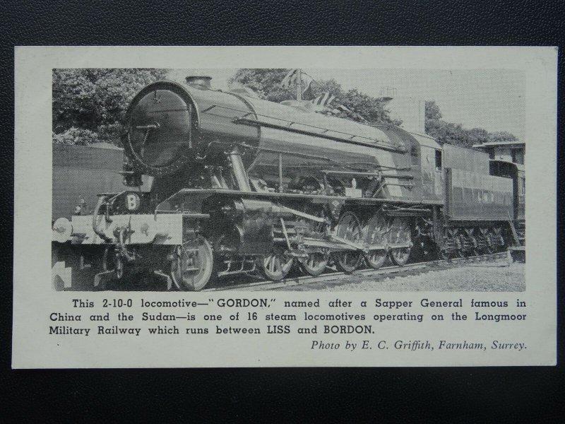 L.M.R. Longmoor Military Railway LOCO GORDON 2-10-0 Sapper General Old Postcard 