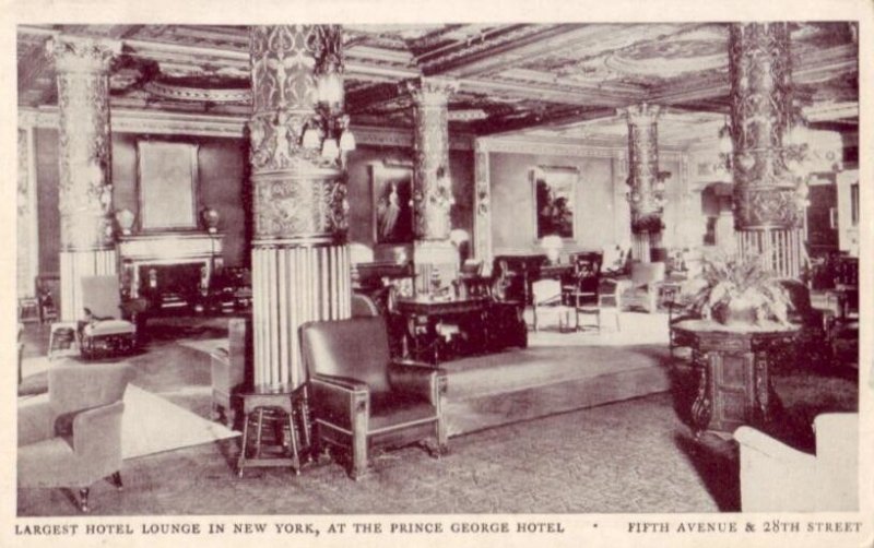 LARGEST HOTEL LOUNGE IN NEW YORK, AT THE PRINCE GEORGE HOTEL Fifth Ave & 28th St