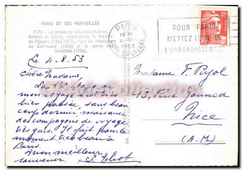 Postcard Modern Marvels Paris and the Palais de Chaillot Bolleau Azema and th...