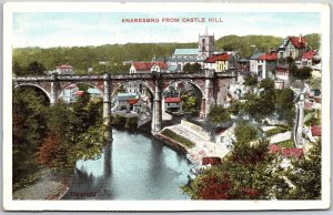 Knaresbro From Castle Hill England River Bridge Buildings Forest Postcard