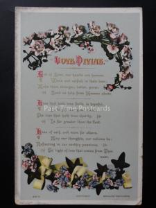 VALENTINE MESSAGE - LOVE DEVINE Verse & Flowers Old Postcard by J. Beagles 982D