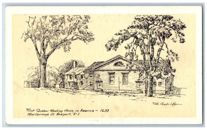 Newport RI Postcard First Quarter Meeting House In America Marlborough Street