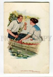 3134532 Lovers in Boat by UNDERWOOD vintage color PC