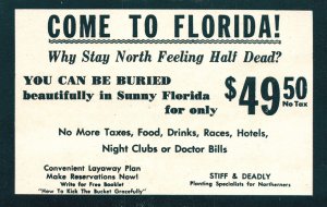 Postcard 1920's Come To Florida! Why Stay North Feeling Half Dead? Advertising