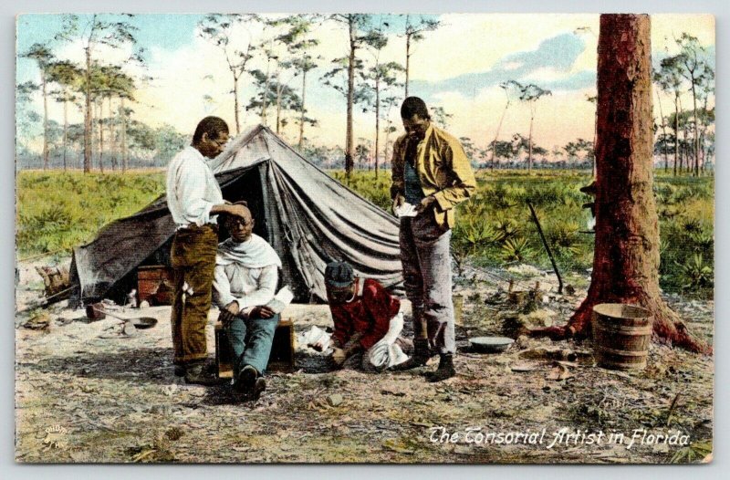 Black AmericanaFloridaTonsorial ArtistSurgeon Reads BookPatientOutdoor Tent