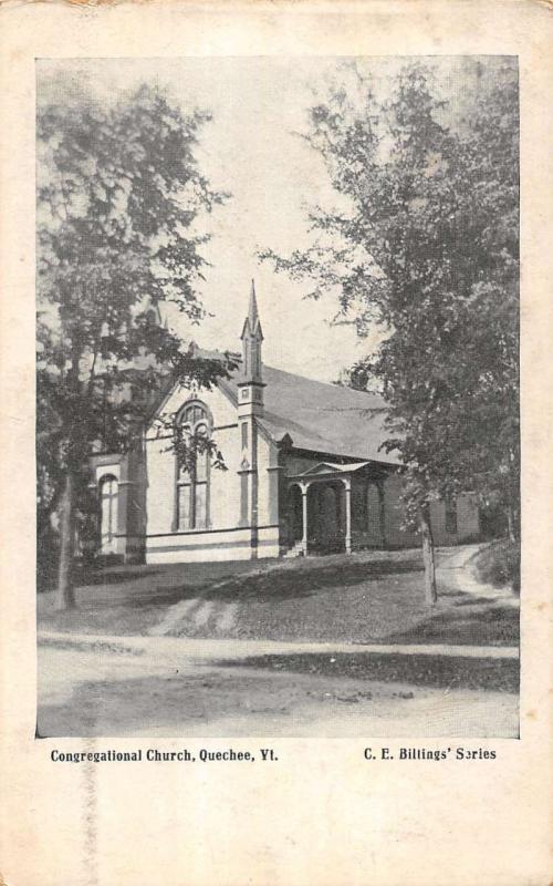 Quechee Vermont birds eye view Congregational Church antique pc Y10981