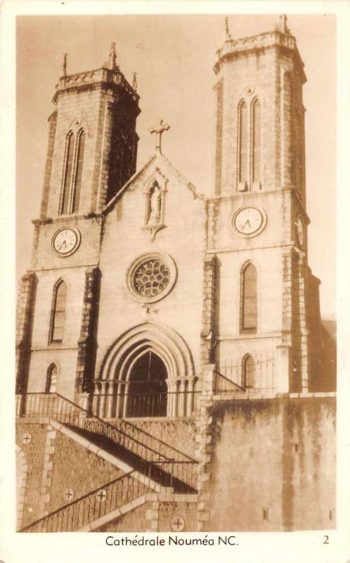 Noumea New Caledonia Cathedral Real Photo Antique Postcard J61437