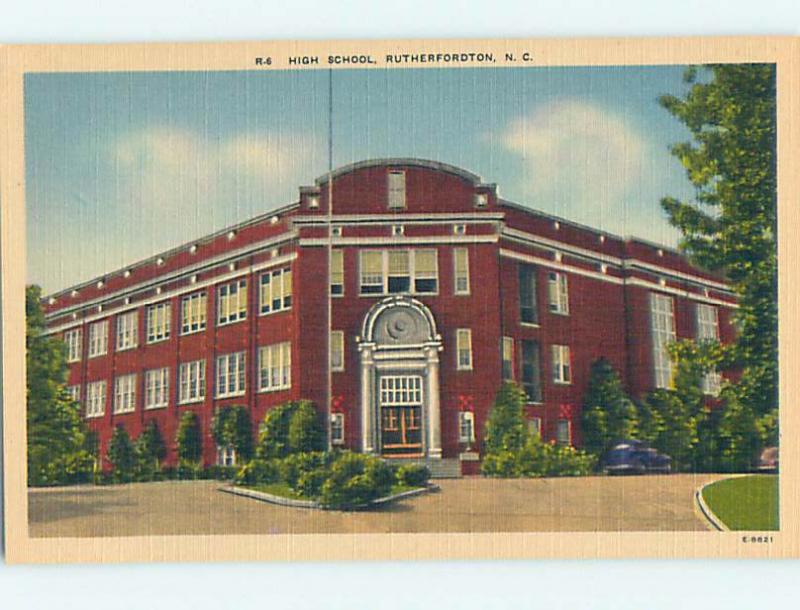 Unused Linen HIGH SCHOOL Rutherfordton North Carolina NC L9886