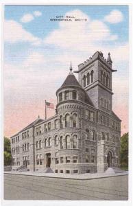 City Hall Springfield Missouri linen postcard