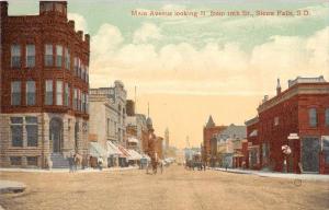 Sioux Falls South Dakota Main Avenue Looking North Antique Postcard J48762