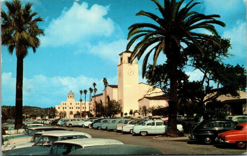 Vtg 1960s Union Station Classic Cars Los Angeles California CA  Postcard