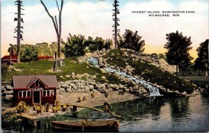 Vintage Wisconsin Postcard - Milwaukee - Monkey Island - Washington Park