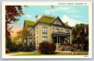 Springfield Illinois~Governors Mansion Exterior View~American Art~Vintage PC