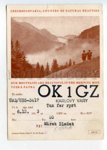 490998 Czechoslovakia Mount QSL RADIO Card 1953 year