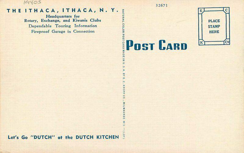 Dutch Kitchen Entrance Interior Ithaca New York 1940s Postcard Kropp Linen 5441