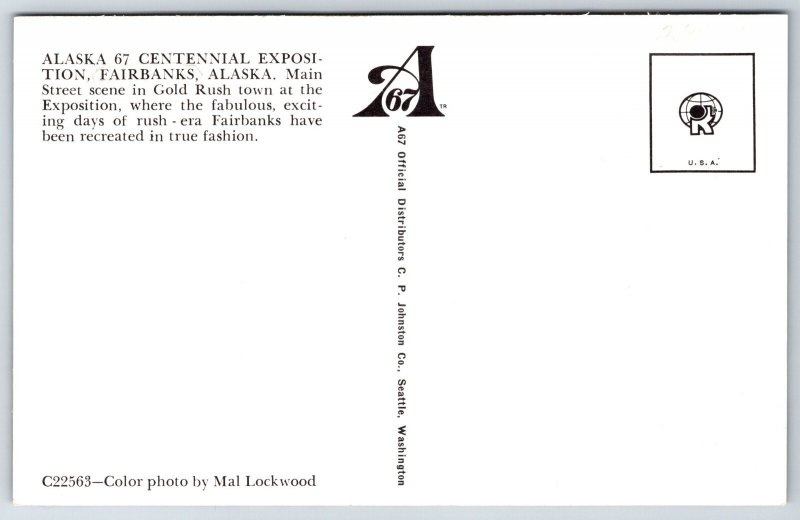 Centennial Expo Fairbanks Alaska 67~Main Street In Gold Rush Town~Vtg Postcard