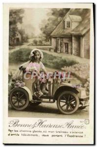 Old Postcard Fantasy Child Cars