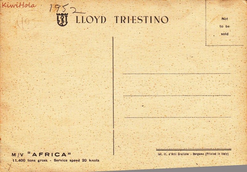 Postcard Ship Lloyd Triestino M/V Africa