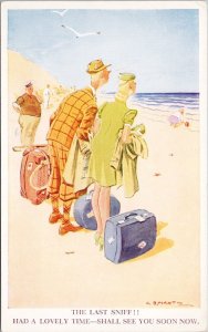 The Last Sniff Couple Beach Salt Water Air LB Martin Artist Comic Postcard H33