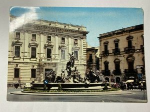 POSTED 1966 PICTURE POSTCARD - ARCHIMEDE SQUARE SIRACUSA ITALY (KK293)  