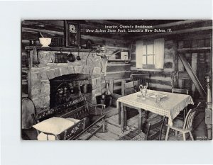 Postcard Interior, Onstot's Residence, New Salem State Park, New Salem, Illinois