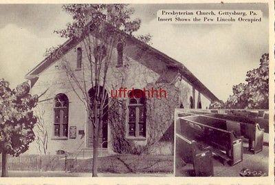 PRESBYTERIAN CHURCH, GETTYSBURG, PA inset shows the pew L...