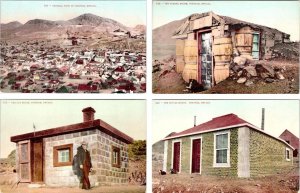 4~ca1910s Postcards TONOPAH NV Nevada BIRD'S EYE VIEW & CAN~BARREL~BOTTLE HOUSES