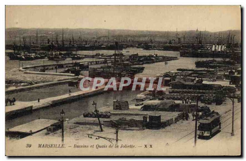 Postcard Old Marseille Basin and the Joliette Docks