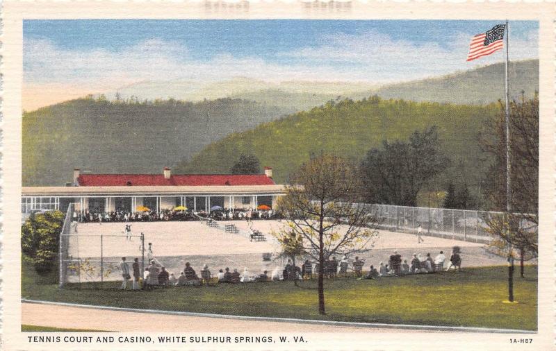 D69/ White Sulpher Springs West Virginia WV Postcard c1930s Tennis Courts Casino