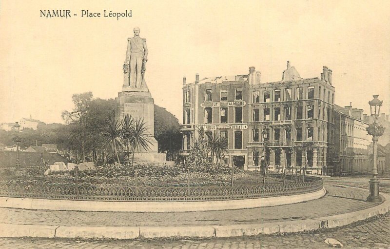 Belgium Namur Place Leopold statue garden hotel ruins