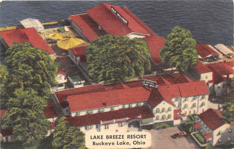 J68/ Buckeye Lake Newark Ohio Postcard Linen Lake Breeze Resort 267