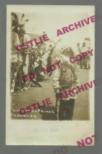 Kadoka SOUTH DAKOTA RPPC 1908 SIOUX INDIAN BOY Indians PRINCE Dance Crowd