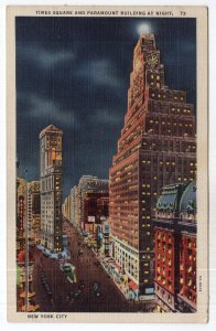 New York City, Times Square and Paramount Building at Night