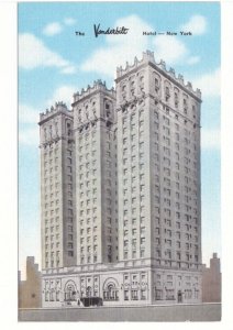The Vanderbilt Hotel - New York City - Vintage Linen Postcard