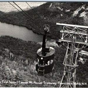 c1950s Franconia Notch, NH RPPC Aerial Tramway Echo Lake Mt Cannon Photo A164